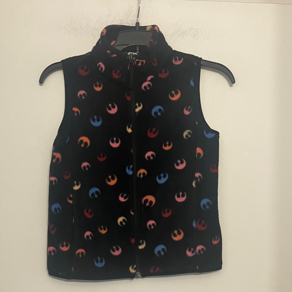 Star Wars full zip polar fleece vest 100% polyester girls large (10) black